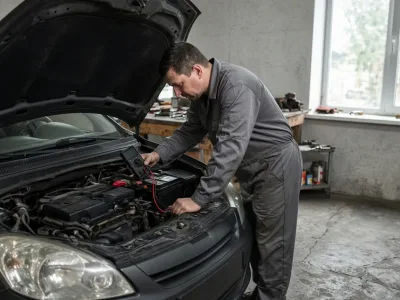 Автоэлектрик в Барановичах: замер аккумулятора под открытым капотом