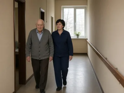 Прогулка по коридору дома престарелых в Барановичах